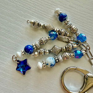Blue Star Handmade Bag Charm Keychain | One of a Kind | Crystal Accessory